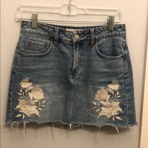 PacSun LA Hearts Embroidered Jean Skirt